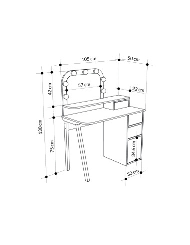 VG Line - Kosmetinis staliukas su apšvietimu
