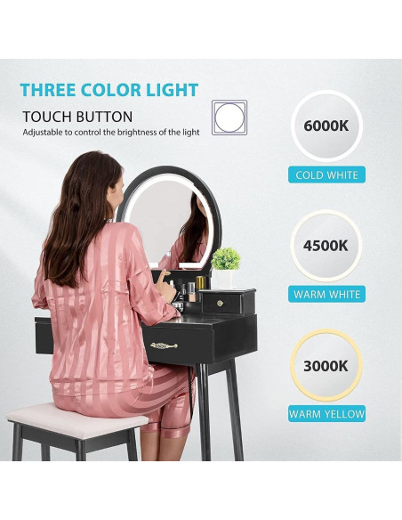 VG Line - Kosmetinis staliukas su apšvietimu