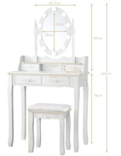Kosmetinis staliukas su  apšvietimu KS136LED-B 2