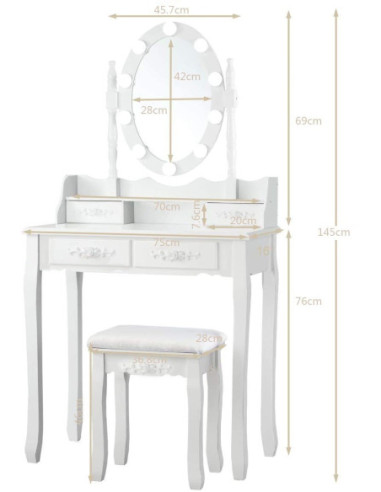 Kosmetinis staliukas su  apšvietimu KS136LED-B