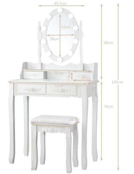 Kosmetinis staliukas su  apšvietimu KS136LED-B
