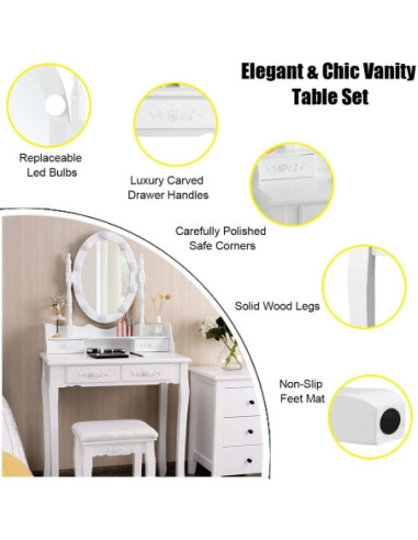 Kosmetinis staliukas su  apšvietimu KS136LED-B