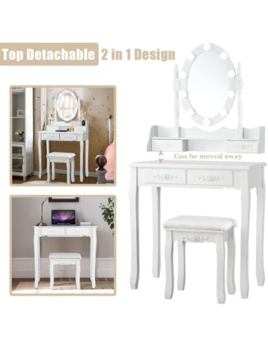 Kosmetinis staliukas su  apšvietimu KS136LED-B