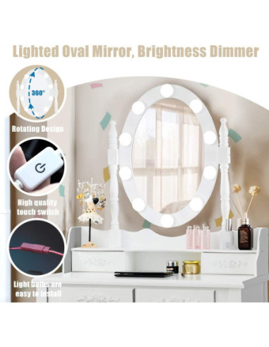 Kosmetinis staliukas su  apšvietimu KS136LED-B