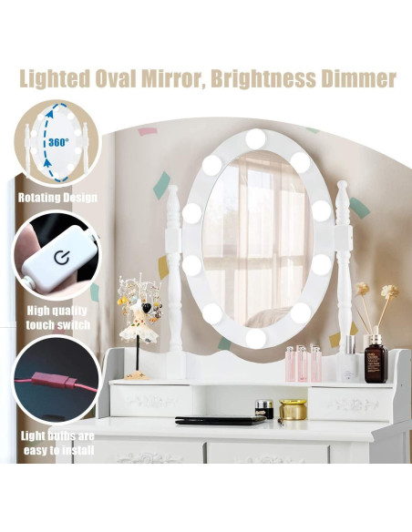 Kosmetinis staliukas su  apšvietimu KS136LED-B