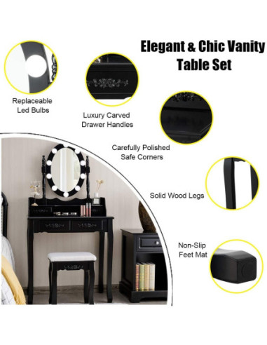 Kosmetinis staliukas su apšvietimu