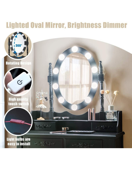 Kosmetinis staliukas su apšvietimu