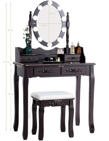 Kosmetinis staliukas su  apšvietimu KS136LED-S