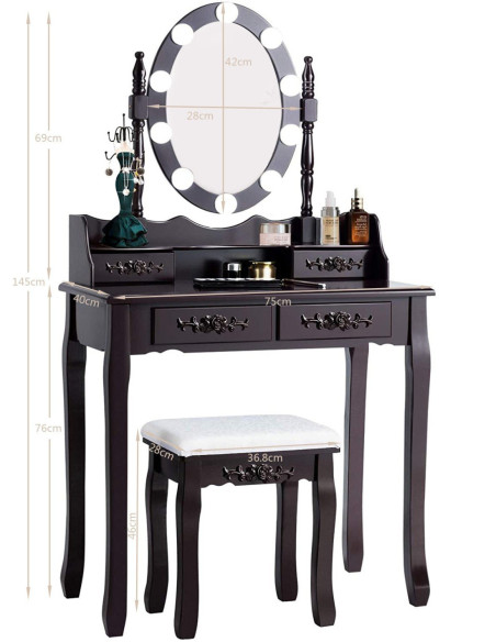 Kosmetinis staliukas su  apšvietimu KS136LED-S