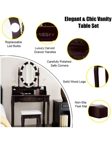 Kosmetinis staliukas su  apšvietimu KS136LED-S