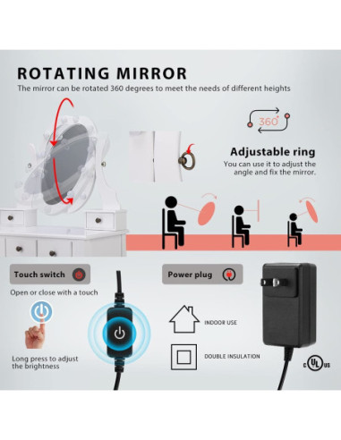 VG Line - Kosmetinis staliukas su apšvietimu