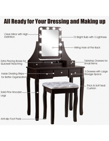 VG Line - Kosmetinis staliukas su apšvietimu