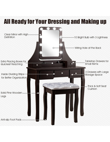 VG Line - Kosmetinis staliukas su apšvietimu