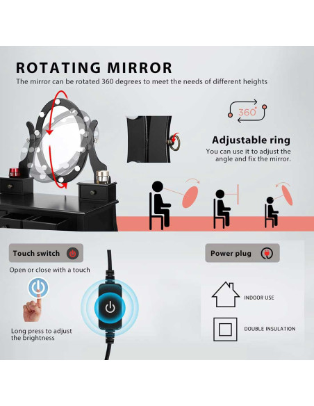 VG Line - Kosmetinis staliukas su apšvietimu
